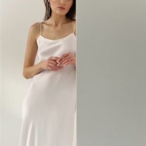 Elegant White Slip Dress 100% silk